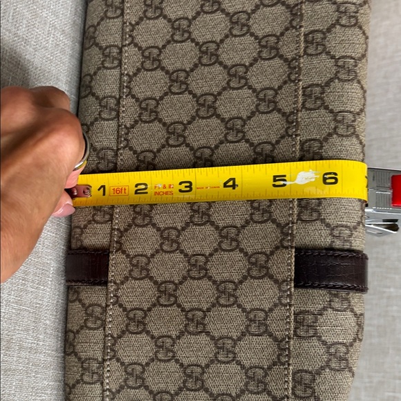 Gucci Beige Monogram Canvas Tote with Dark Brown Leather Accent - Picture 5 of 7